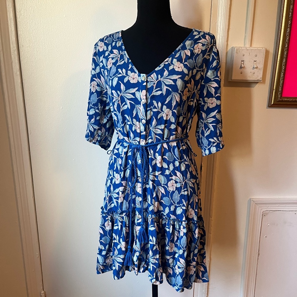 Orinda Mini Dress-Blue Ginger Floral